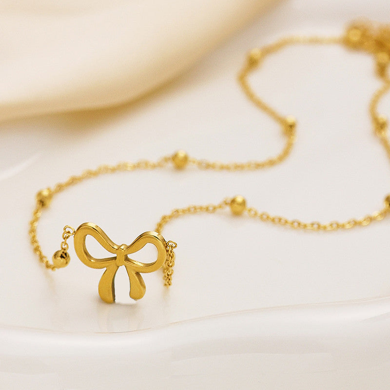 Gold-Plated Anti Tarnish Infinity Bow Pendant