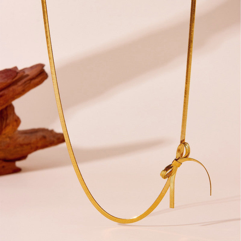 Gold-Plated Anti Tarnish Infinity Bow Choker Necklace