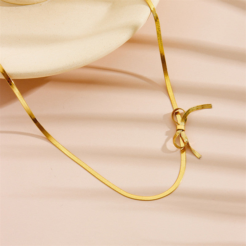 Gold-Plated Anti Tarnish Infinity Bow Choker Necklace