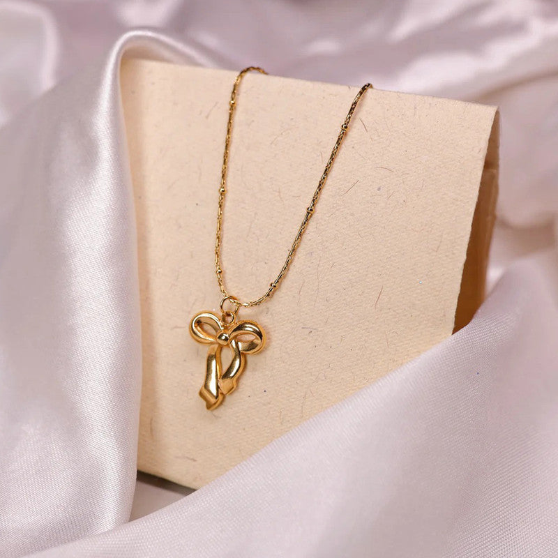 Gold-Plated Anti Tarnish Infinity Bow Pendant