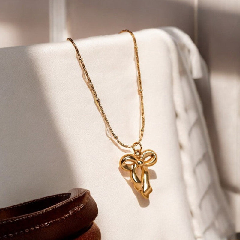 Gold-Plated Anti Tarnish Infinity Bow Pendant