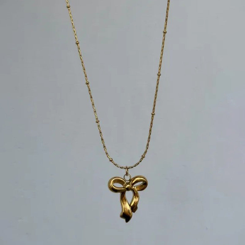 Gold-Plated Anti Tarnish Infinity Bow Pendant