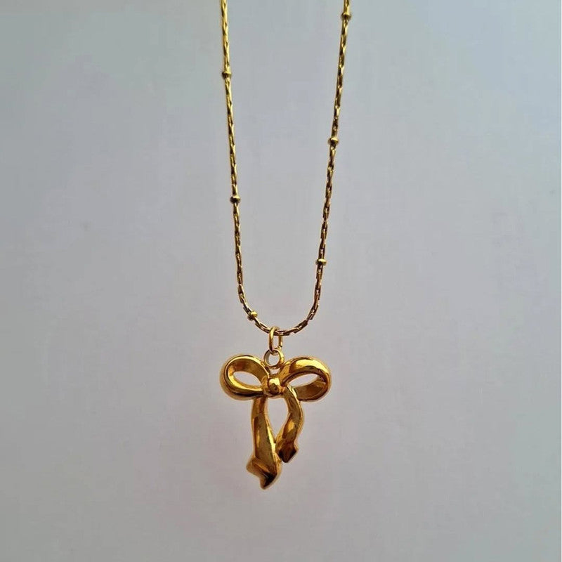 Gold-Plated Anti Tarnish Infinity Bow Pendant