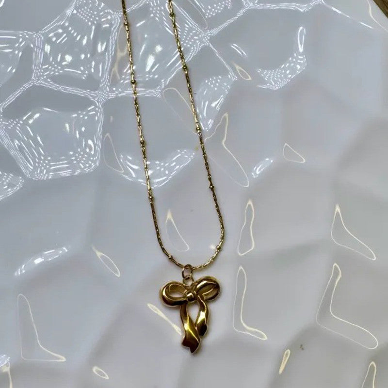 Gold-Plated Anti Tarnish Infinity Bow Pendant