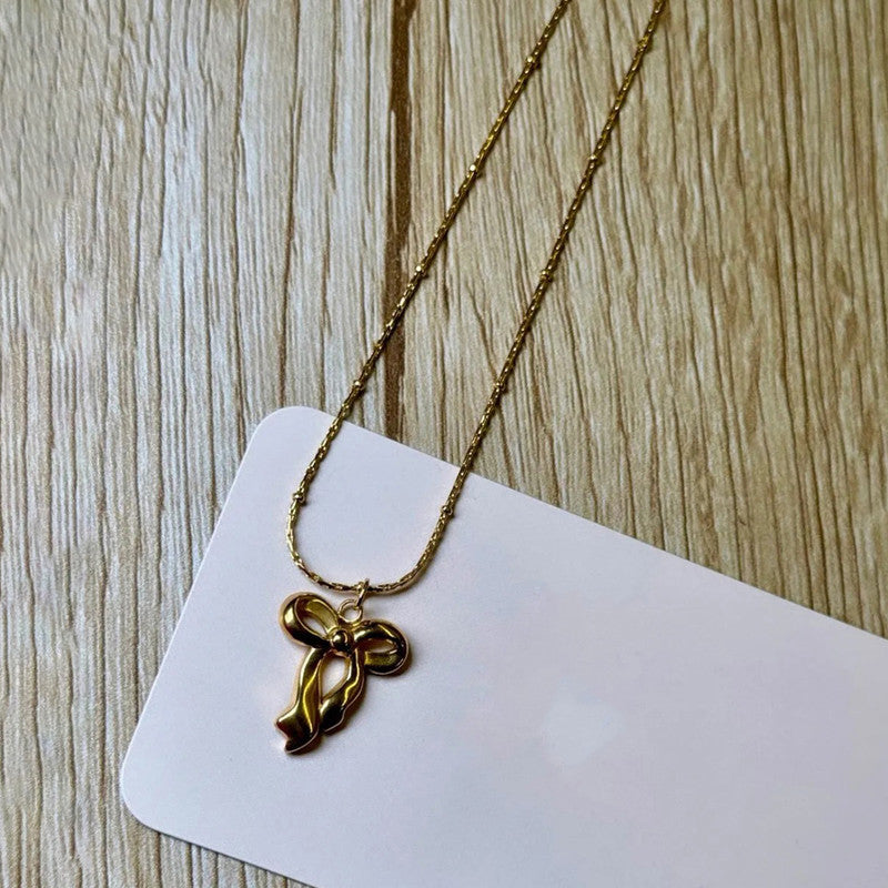 Gold-Plated Anti Tarnish Infinity Bow Pendant