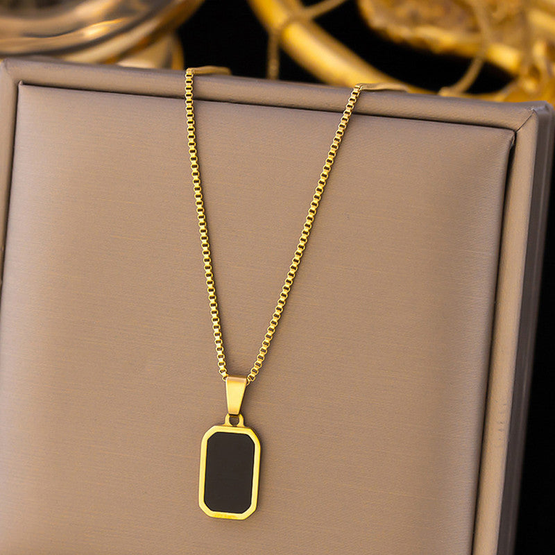 Gold-Plated Anti Tarnish Black Geometric Pendant