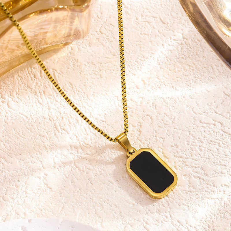 Gold-Plated Anti Tarnish Black Geometric Pendant