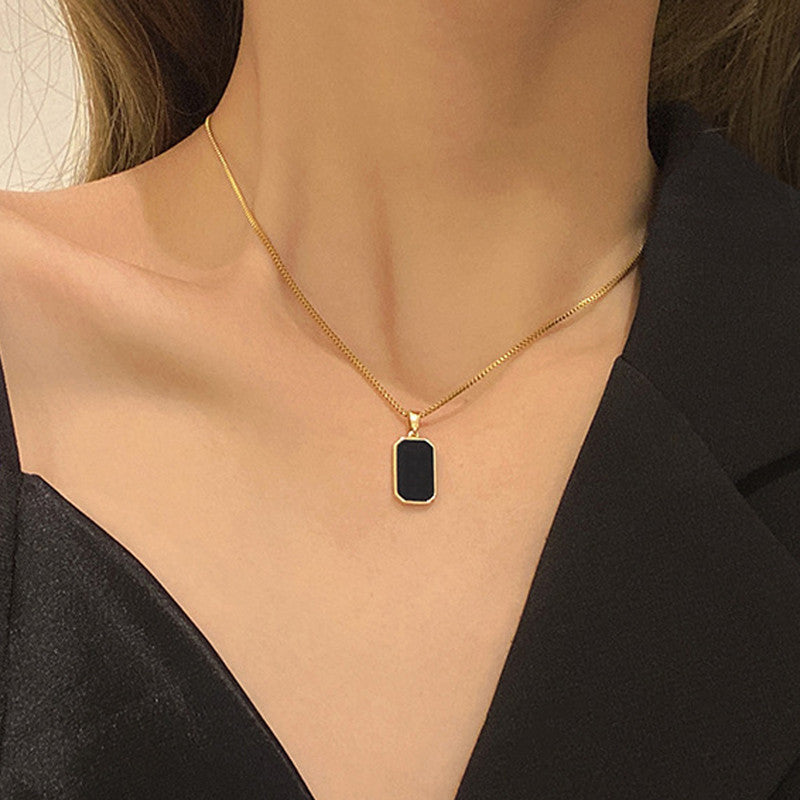 Gold-Plated Anti Tarnish Black Geometric Pendant