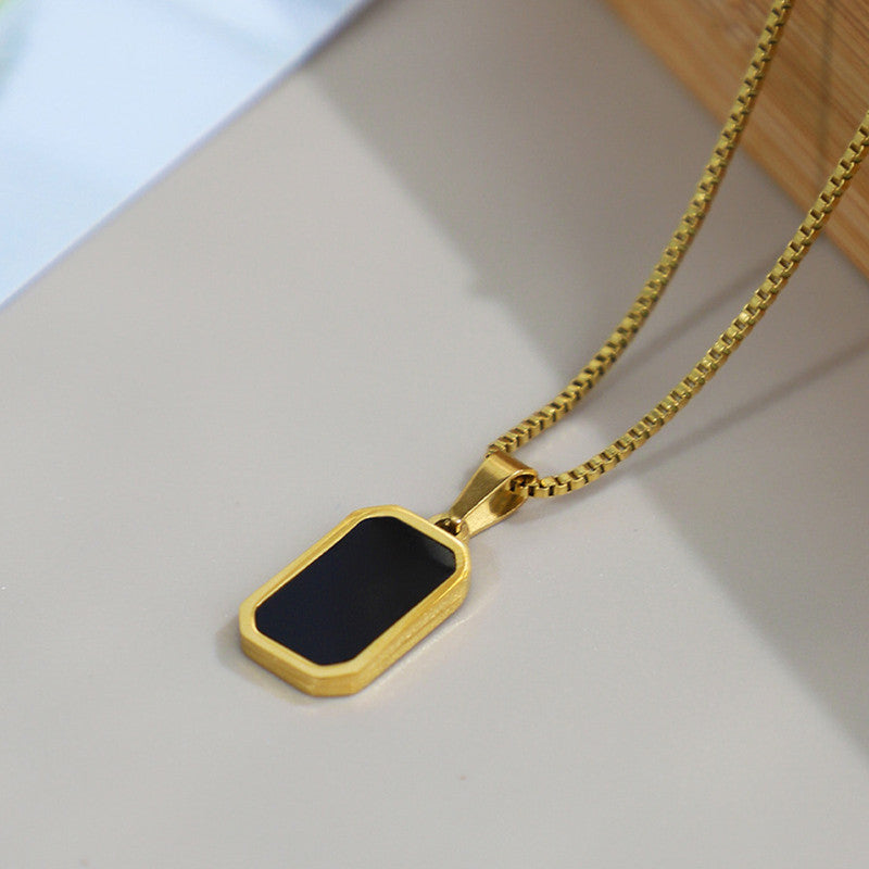 Gold-Plated Anti Tarnish Black Geometric Pendant