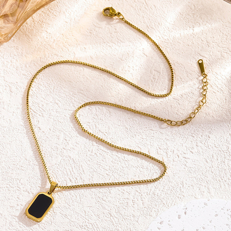 Gold-Plated Anti Tarnish Black Geometric Pendant