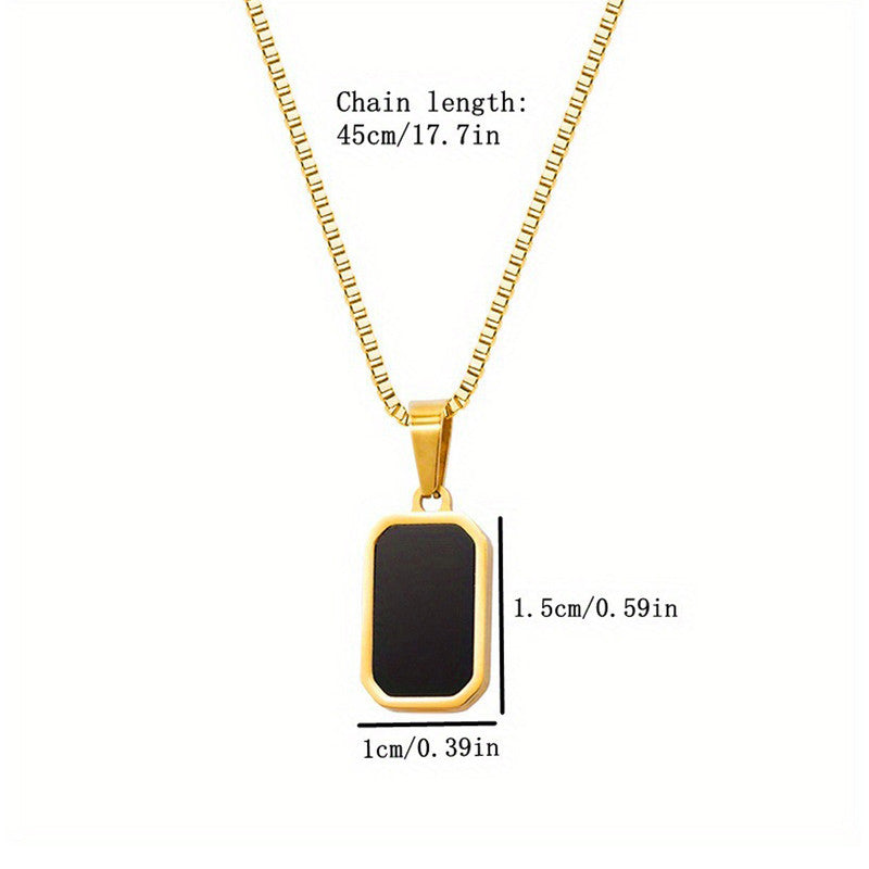 Gold-Plated Anti Tarnish Black Geometric Pendant