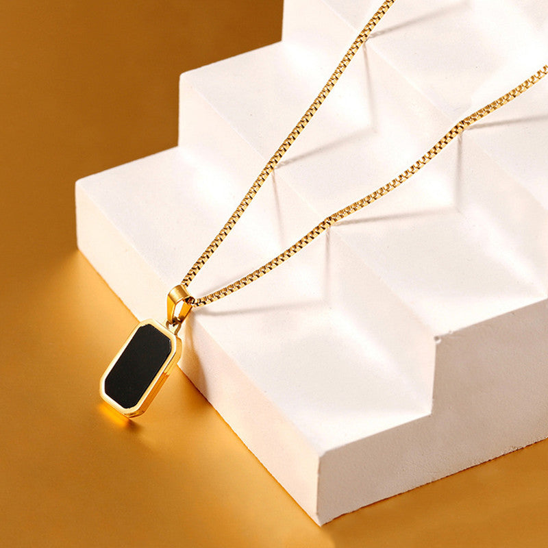 Gold-Plated Anti Tarnish Black Geometric Pendant