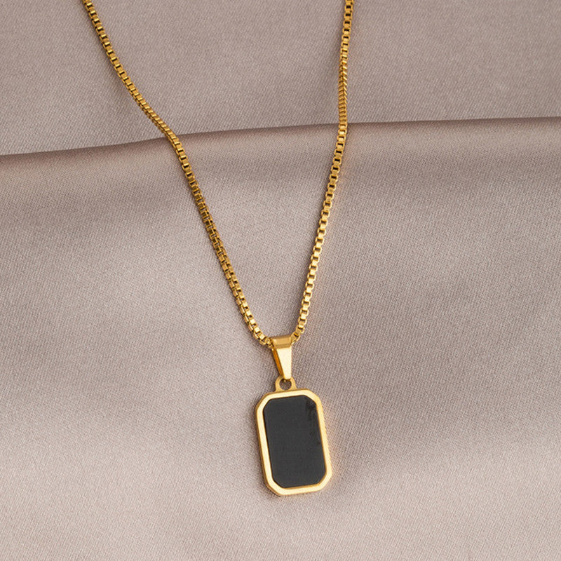 Gold-Plated Anti Tarnish Black Geometric Pendant