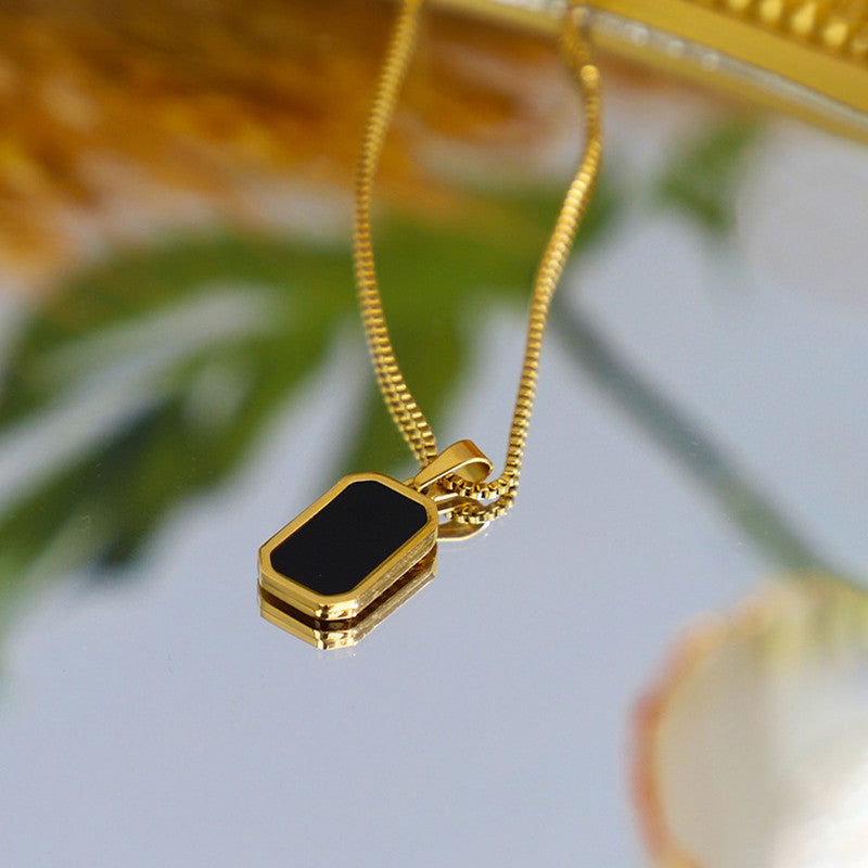 Gold-Plated Anti Tarnish Black Geometric Pendant