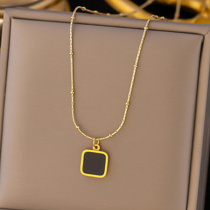 Gold-Plated Anti Tarnish Black Geometric Pendant