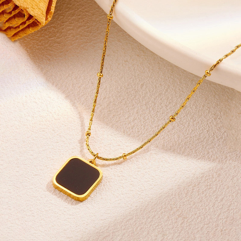 Gold-Plated Anti Tarnish Black Geometric Pendant