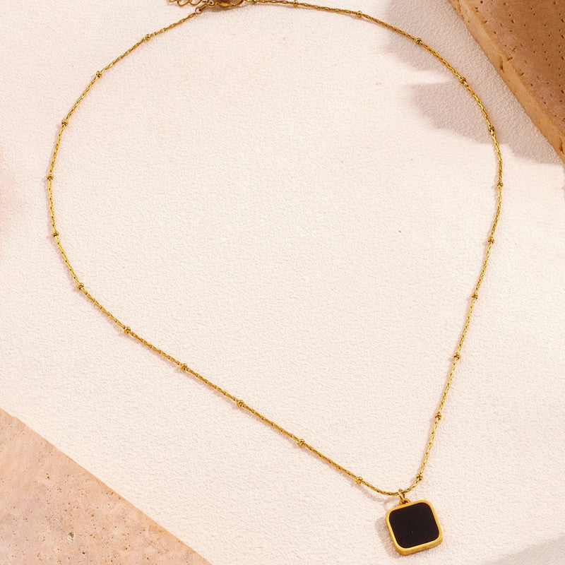 Gold-Plated Anti Tarnish Black Geometric Pendant