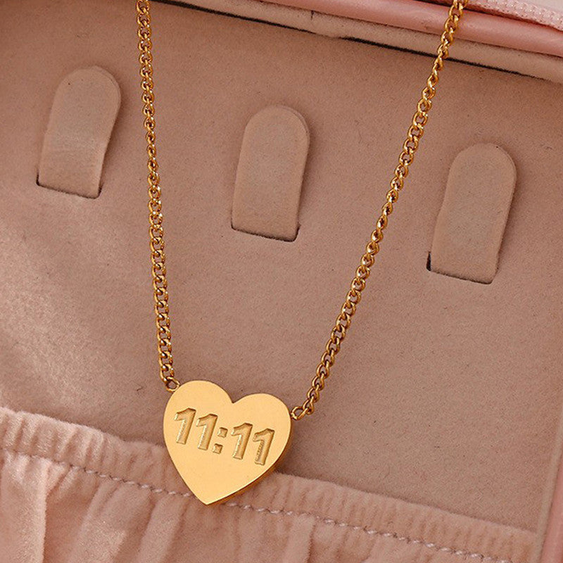 Gold-Plated Anti Tarnish 11:11 Heart Themed Angel Make a Wish Pendant