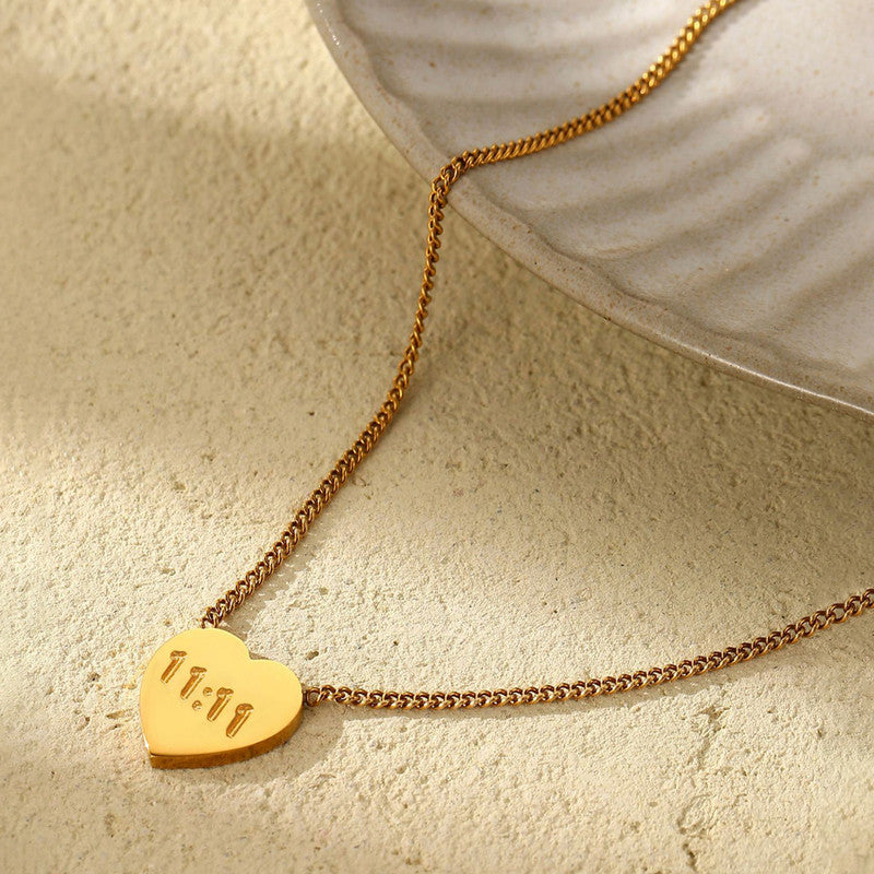 Gold-Plated Anti Tarnish 11:11 Heart Themed Angel Make a Wish Pendant