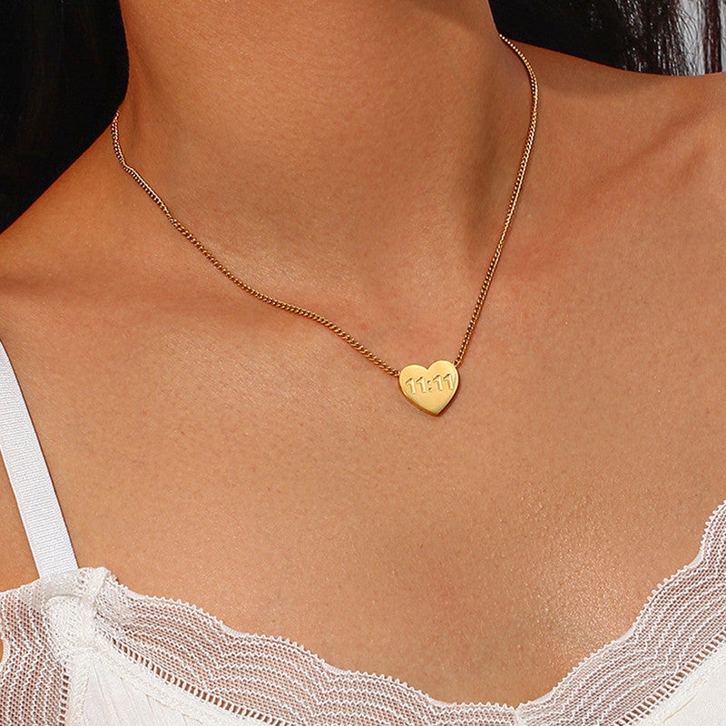 Gold-Plated Anti Tarnish 11:11 Heart Themed Angel Make a Wish Pendant