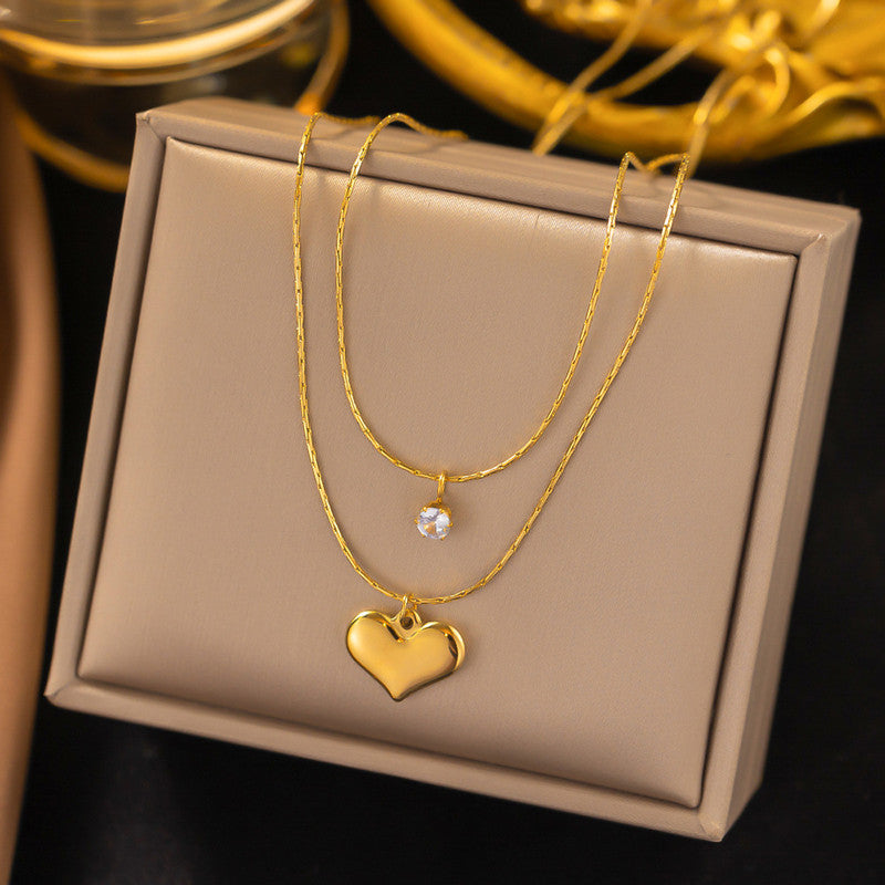 Gold-Plated Anti Tarnish Heart Themed Layered Pendant