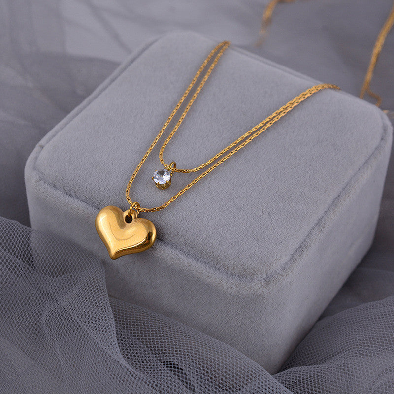 Gold-Plated Anti Tarnish Heart Themed Layered Pendant