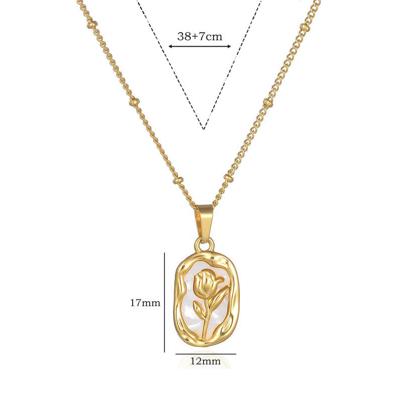 Gold Plated Anti Tarnish Rose Themed Pendant