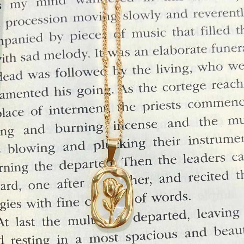 Gold Plated Anti Tarnish Rose Themed Pendant