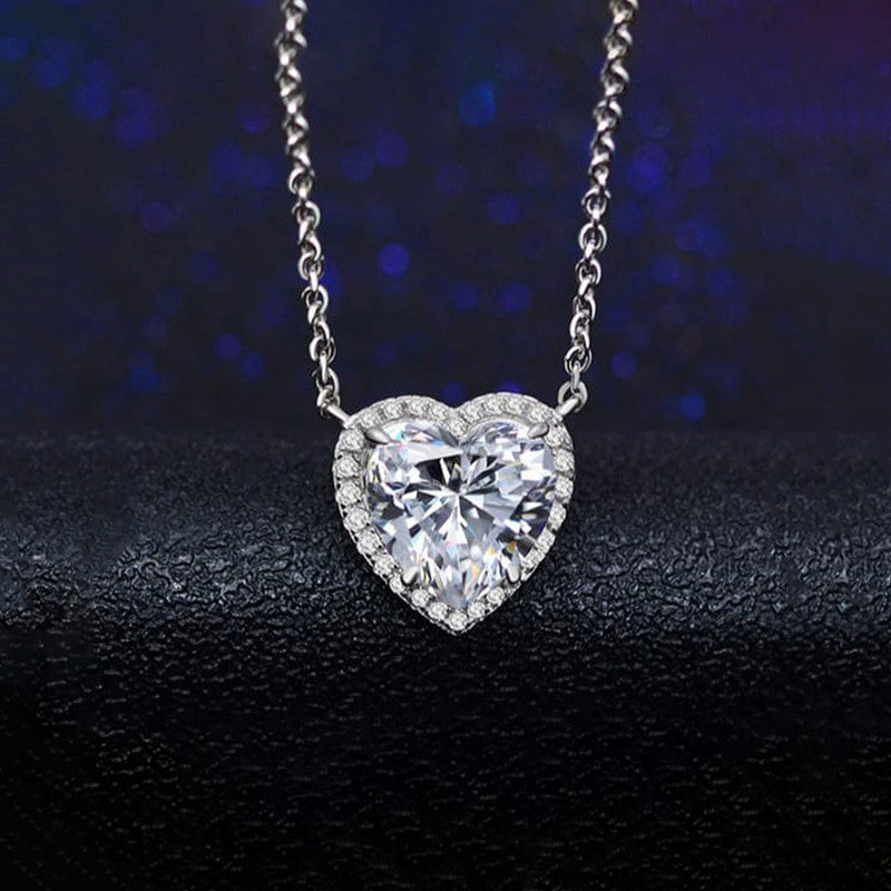 Silver Plated Anti Tarnish American Diamond Studded Heart Themed Pendant