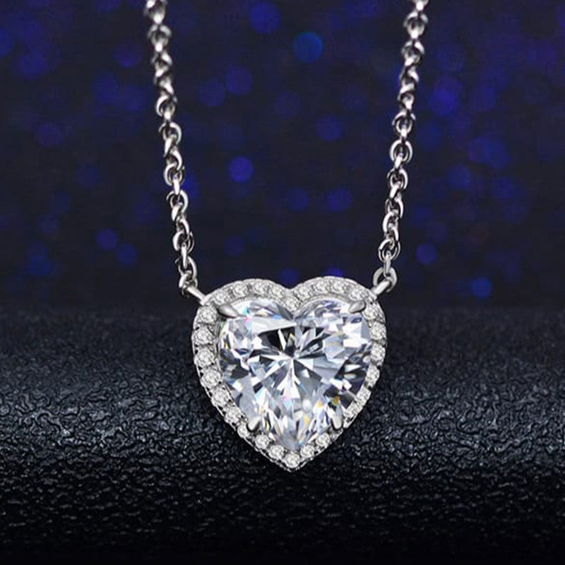 Silver Plated Anti Tarnish American Diamond Studded Heart Themed Pendant