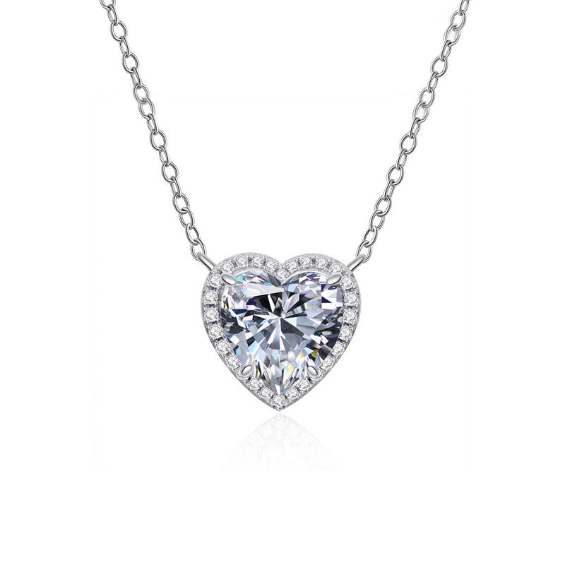 Silver Plated Anti Tarnish American Diamond Studded Heart Themed Pendant