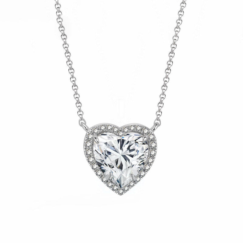 Silver Plated Anti Tarnish American Diamond Studded Heart Themed Pendant