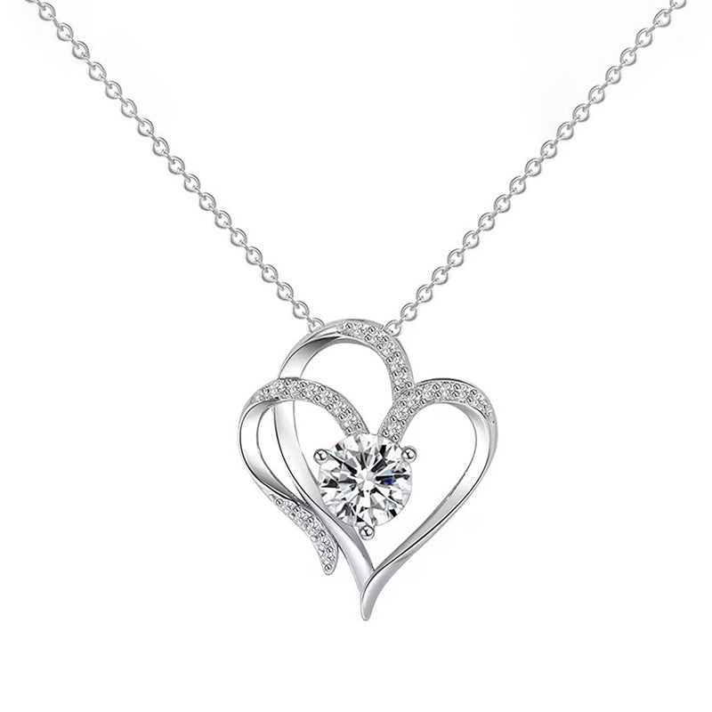 Silver Plated Anti Tarnish American Diamond Studded Heart Themed Pendant