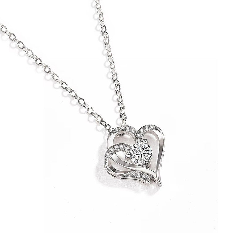 Silver Plated Anti Tarnish American Diamond Studded Heart Themed Pendant