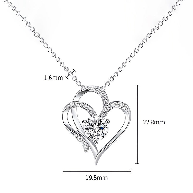 Silver Plated Anti Tarnish American Diamond Studded Heart Themed Pendant