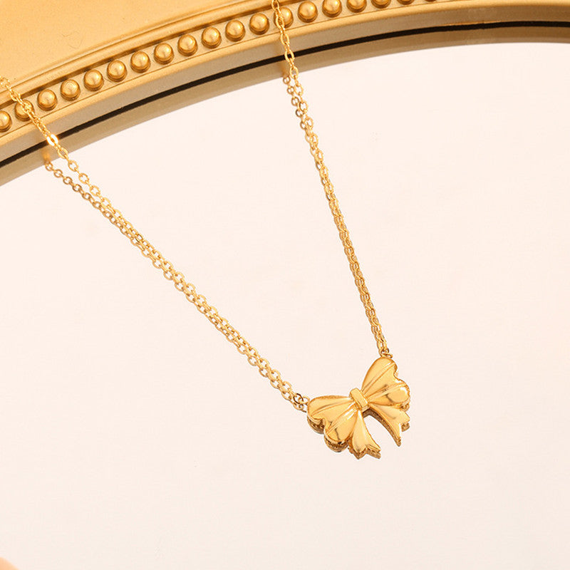 Gold-Plated Anti Tarnish Bow Pendant