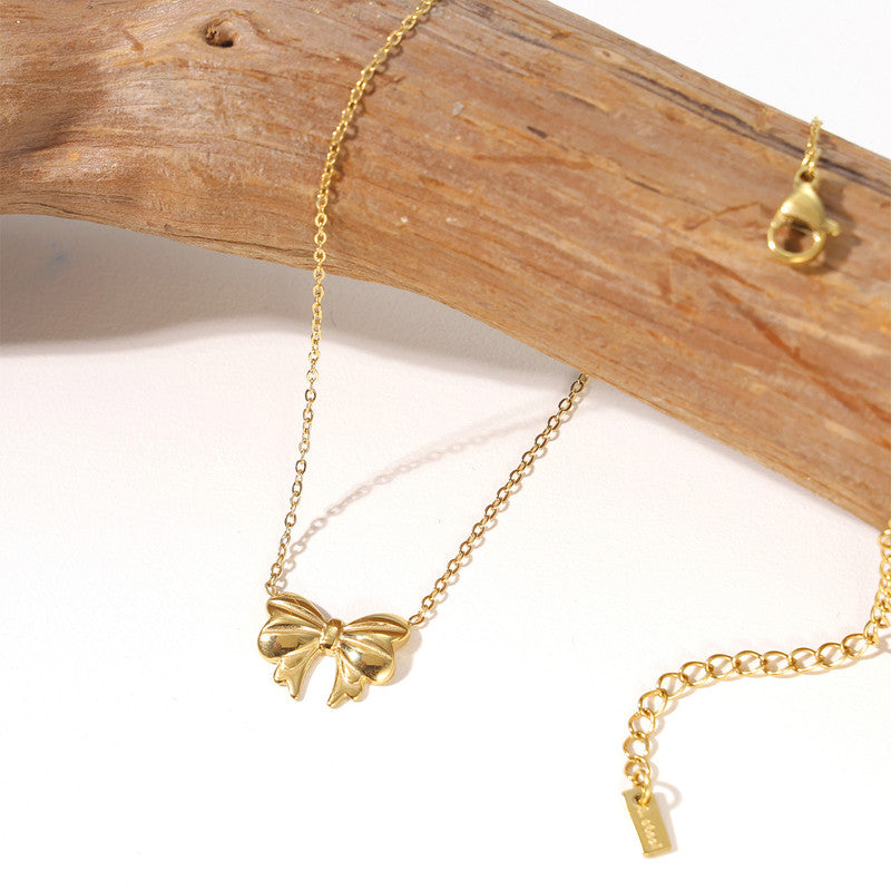 Gold-Plated Anti Tarnish Bow Pendant