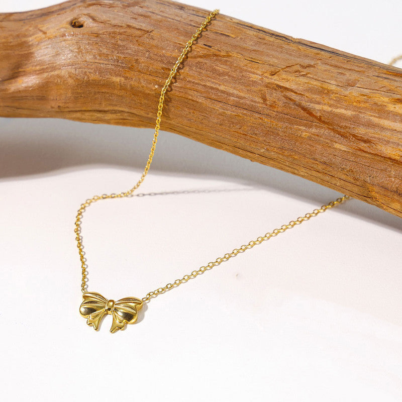 Gold-Plated Anti Tarnish Bow Pendant