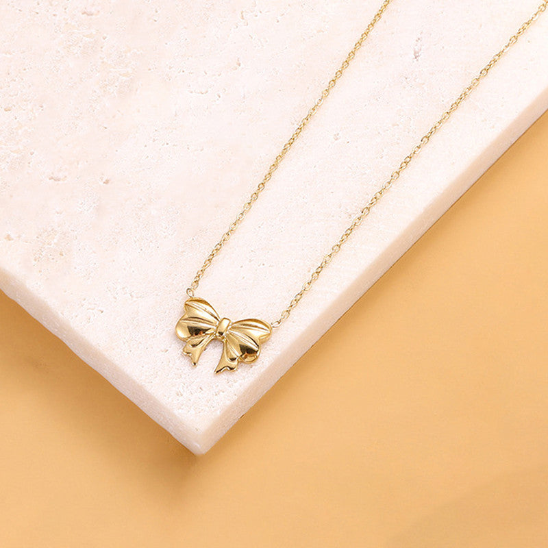 Gold-Plated Anti Tarnish Bow Pendant