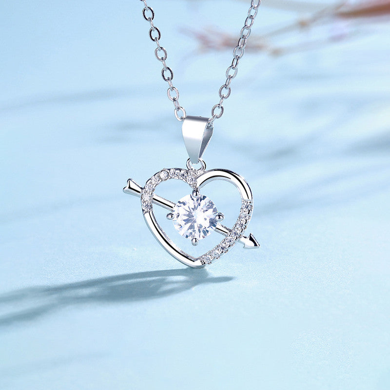 Silver Plated Anti Tarnish American Diamond Studded Heart Themed Pendant