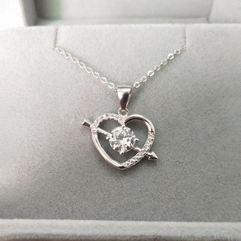 Silver Plated Anti Tarnish American Diamond Studded Heart Themed Pendant