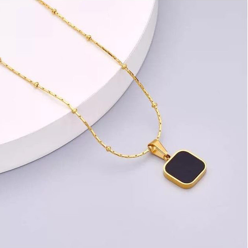 Gold-Plated Anti Tarnish Black Geometric Pendant