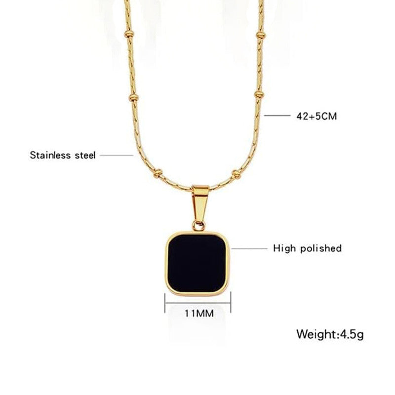 Gold-Plated Anti Tarnish Black Geometric Pendant