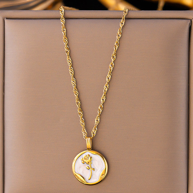 Gold Plated Anti Tarnish Stainless Steel Rose Themed Pendant
