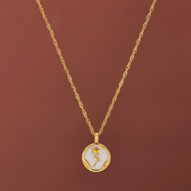 Gold Plated Anti Tarnish Stainless Steel Rose Themed Pendant
