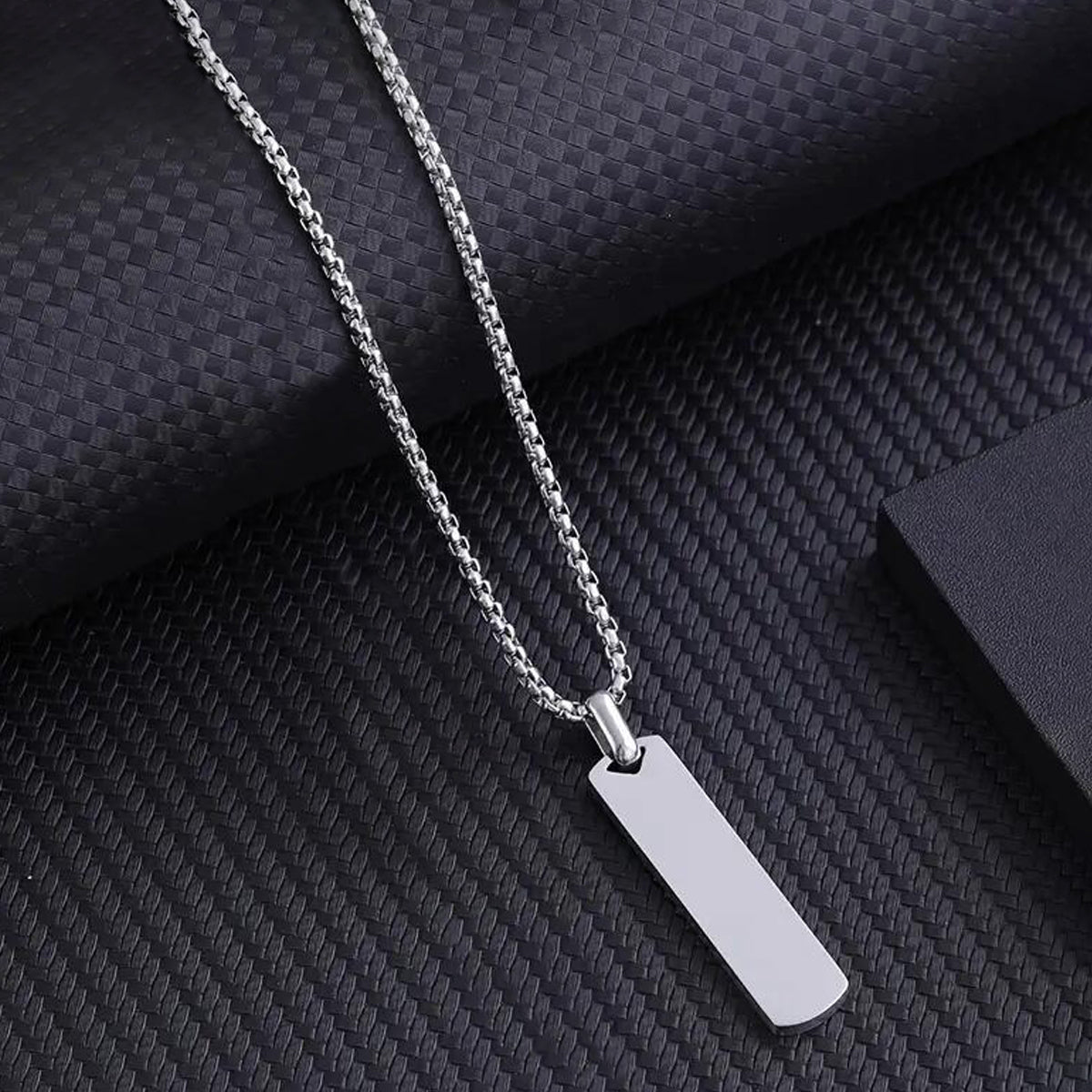 Silver Plated Stainless Steel Anti Tarnish Rectangular Hip Hop Party Pendant For Men