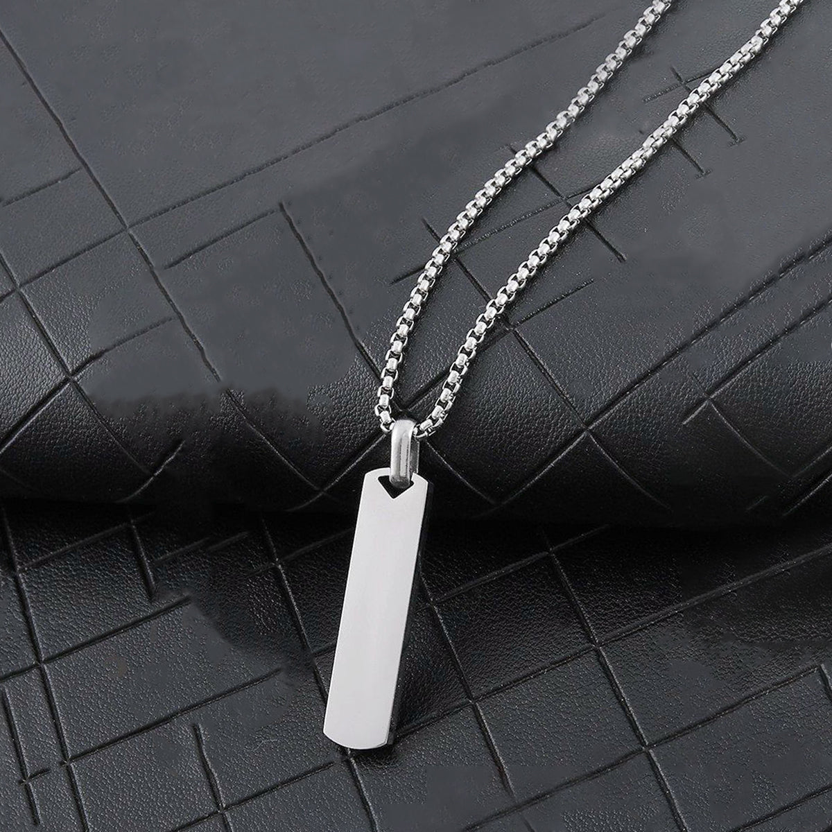 Silver Plated Stainless Steel Anti Tarnish Rectangular Hip Hop Party Pendant For Men