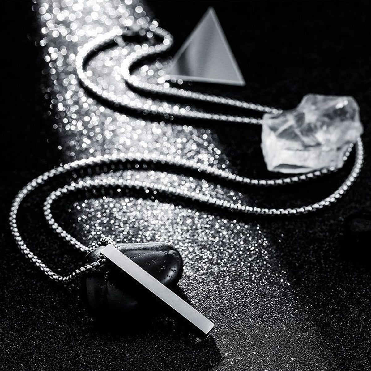 Silver Plated Stainless Steel Anti Tarnish Bar Shaped Hip Hop Party Pendant For Men