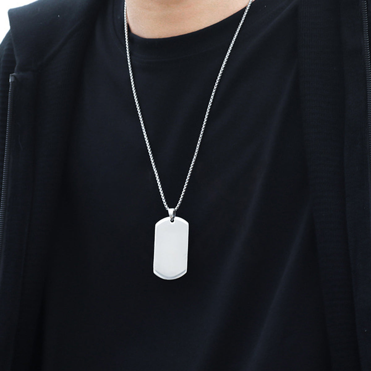 Silver Plated Stainless Steel Anti Tarnish Rectangular Hip Hop Party Pendant For Men