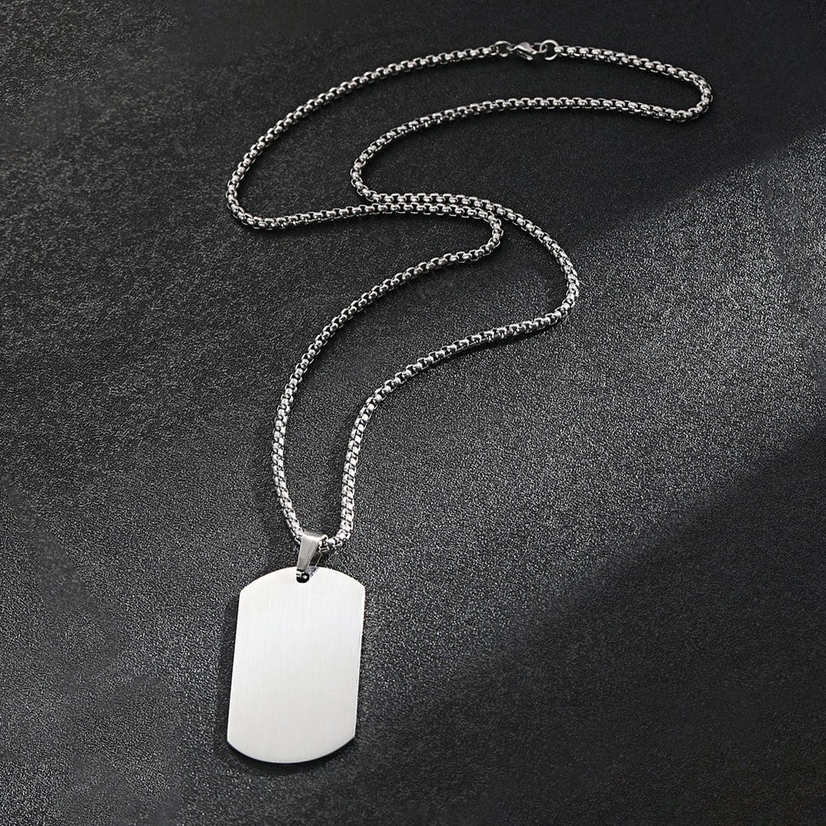Silver Plated Stainless Steel Anti Tarnish Rectangular Hip Hop Party Pendant For Men